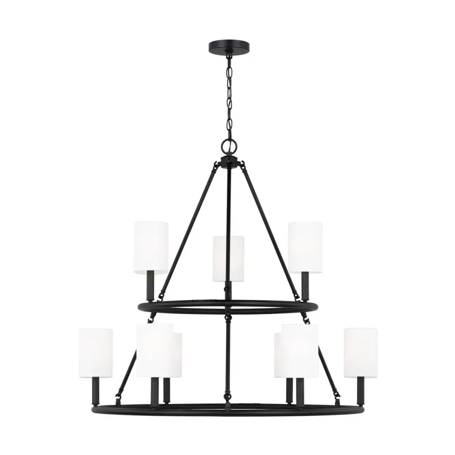 Egmont Nine Light Chandelier in Midnight Black
