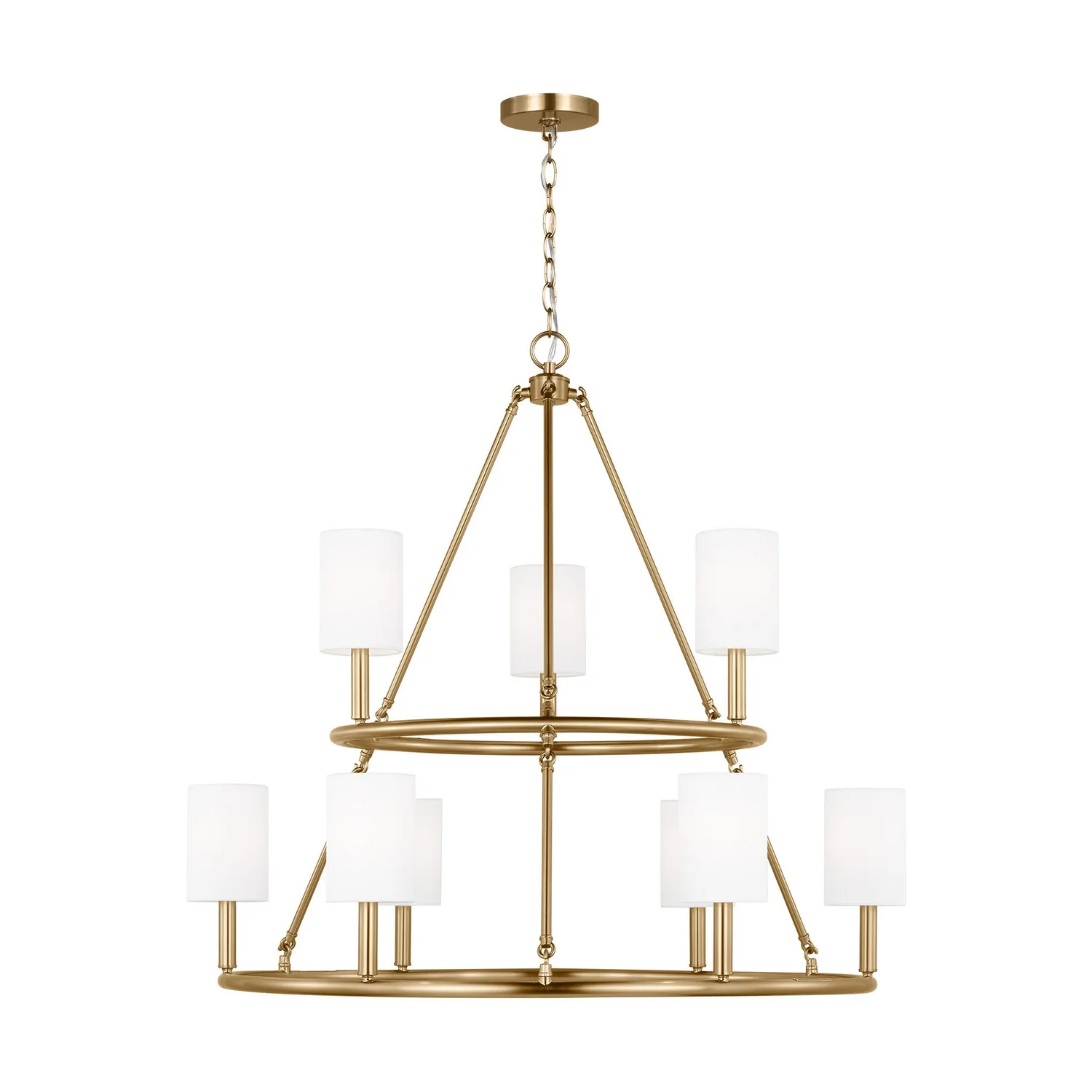 Egmont Nine Light Chandelier in Satin Brass