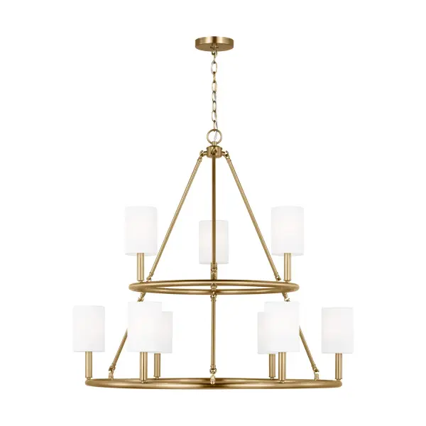 Egmont Nine Light Chandelier in Satin Brass