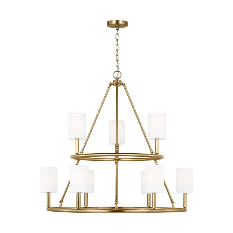 Egmont Nine Light Chandelier in Satin Brass
