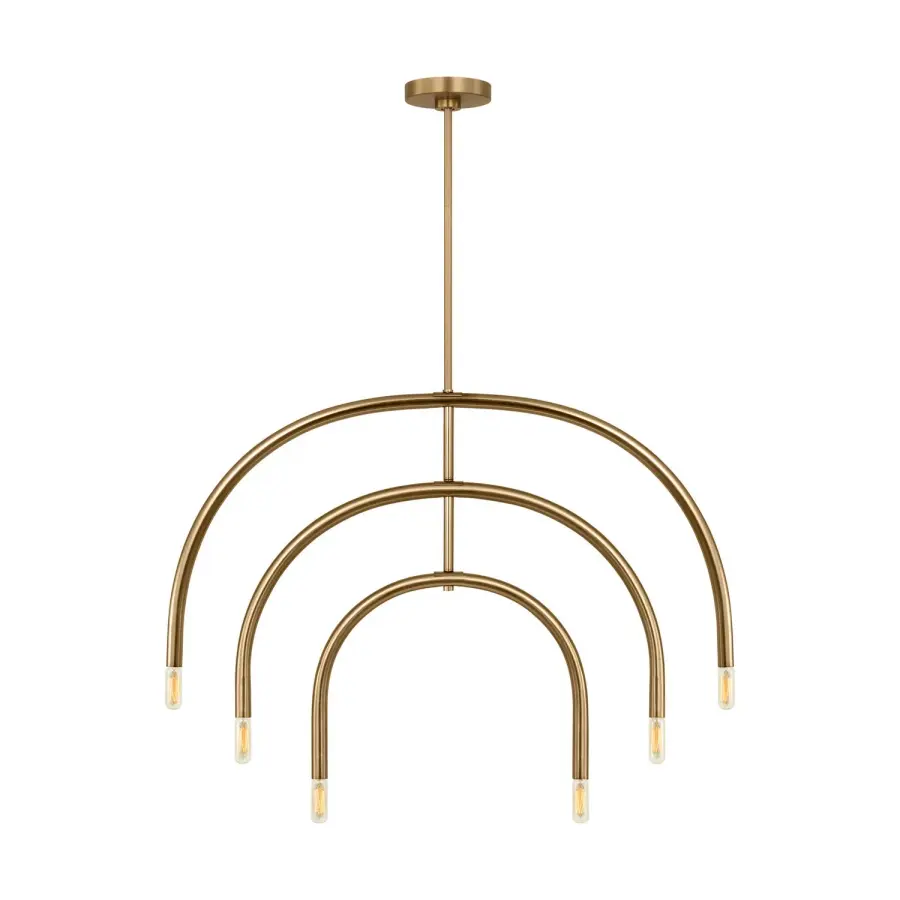 Hadden Six Light Chandelier in Satin Brass