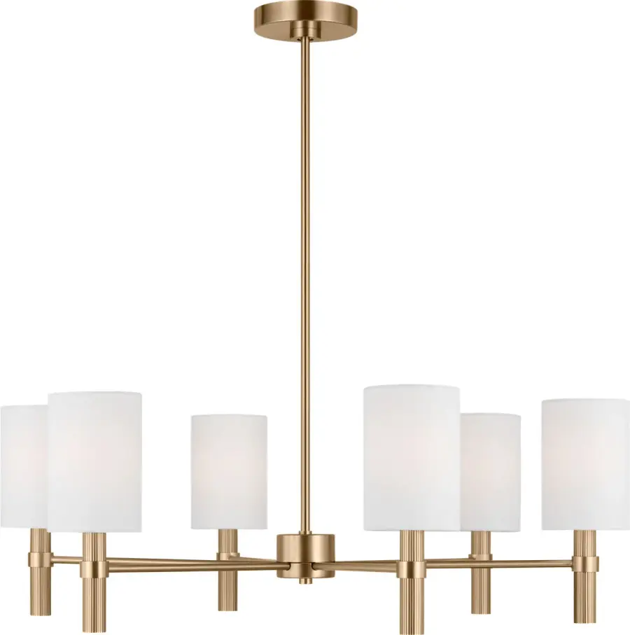 Manor Large Chandelier in Satin Brass - Image 1