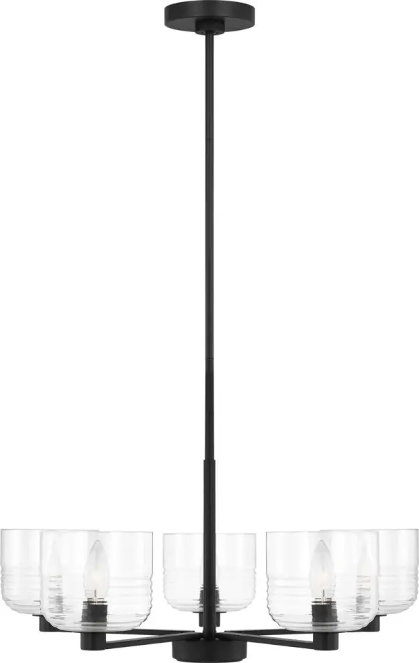 The Lochdale Medium Chandelier brings refined elegance to any space with its versatile Midnight Black finish. Perfect for dining rooms and entryways, this transitional fixture balances contemporary style with classic appeal. - alternate view