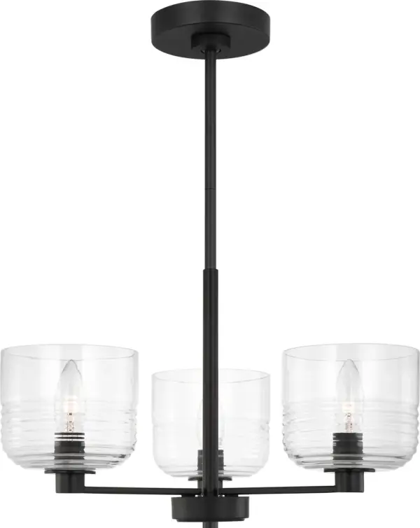 The Lochdale Small Chandelier brings sophisticated style to compact spaces with its midnight black finish. Perfect for intimate dining areas, breakfast nooks, or bedrooms where a full-size chandelier would overwhelm. - alternate view