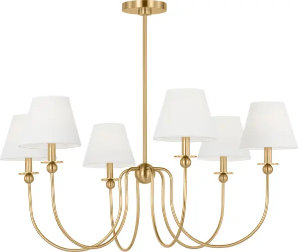 The Elsay Large Chandelier brings sophisticated contemporary style with its satin brass finish. Perfect for making a bold statement in dining rooms, foyers, or over kitchen islands where its substantial presence can shine. - alternate view