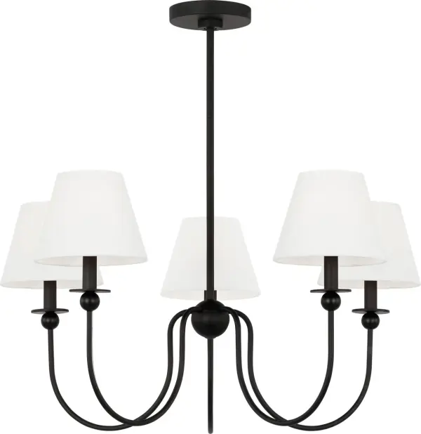 The Elsay Medium Chandelier brings contemporary elegance with its striking Midnight Black finish. Perfect for dining rooms and entryways, this versatile fixture offers modern sophistication at an accessible price point. - alternate view