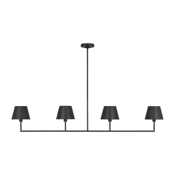 The Ender Large Linear Chandelier delivers dramatic impact with its elongated silhouette and striking Midnight Black finish. Perfect for contemporary spaces requiring substantial lighting over dining tables or kitchen islands.