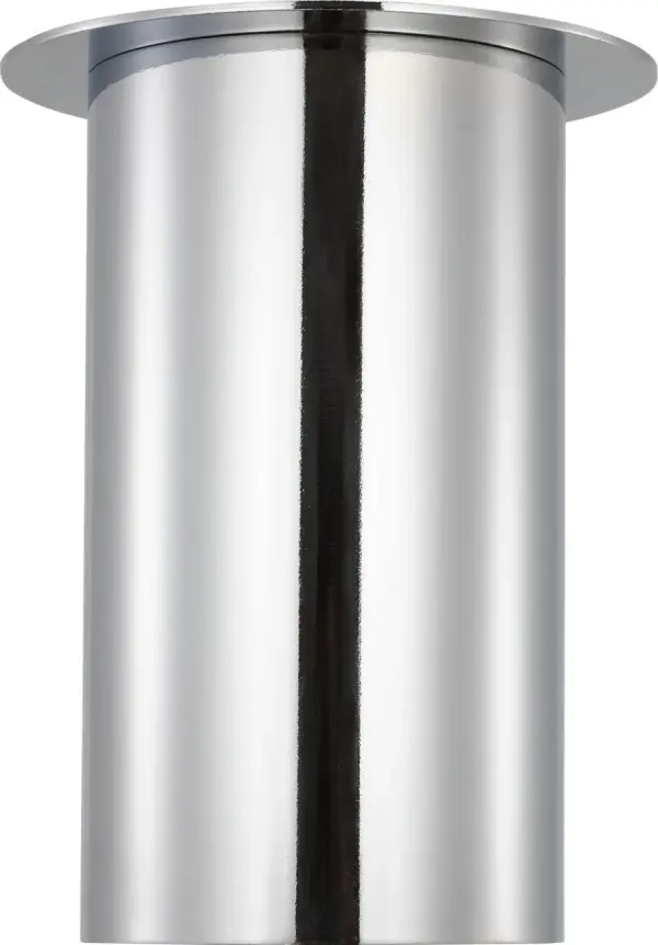 The Archer Small Flush Mount delivers modern simplicity with its cylindrical steel design and polished chrome finish. Damp-rated for bathroom use, it offers clean lines perfect for minimalist spaces. - alternate view