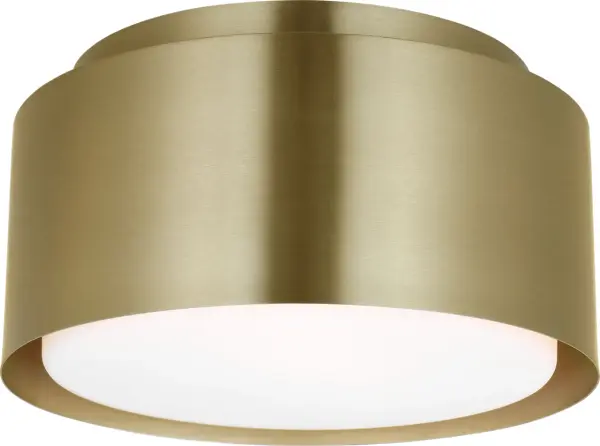 The Dartmore Small Flush Mount combines transitional elegance with practical functionality. Its satin brass finish adds warmth to any space while the compact profile makes it ideal for rooms with lower ceilings. - alternate view