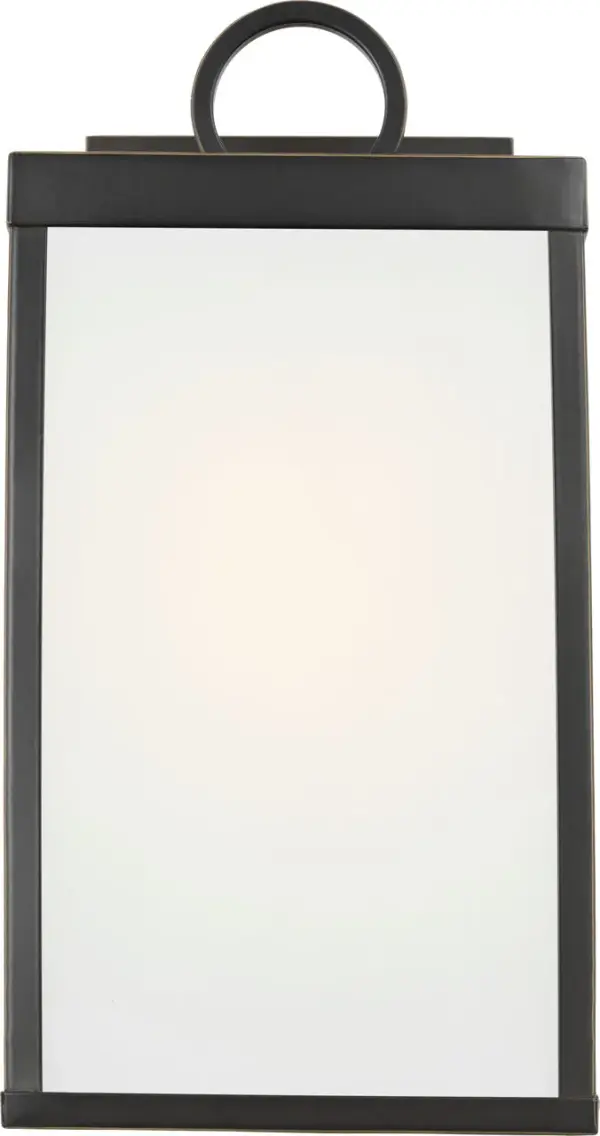 The Howell Small Wall Lantern blends timeless design with weather-resistant construction. Its soft white glass panels create a warm, inviting glow perfect for entryways and outdoor living spaces. - alternate view