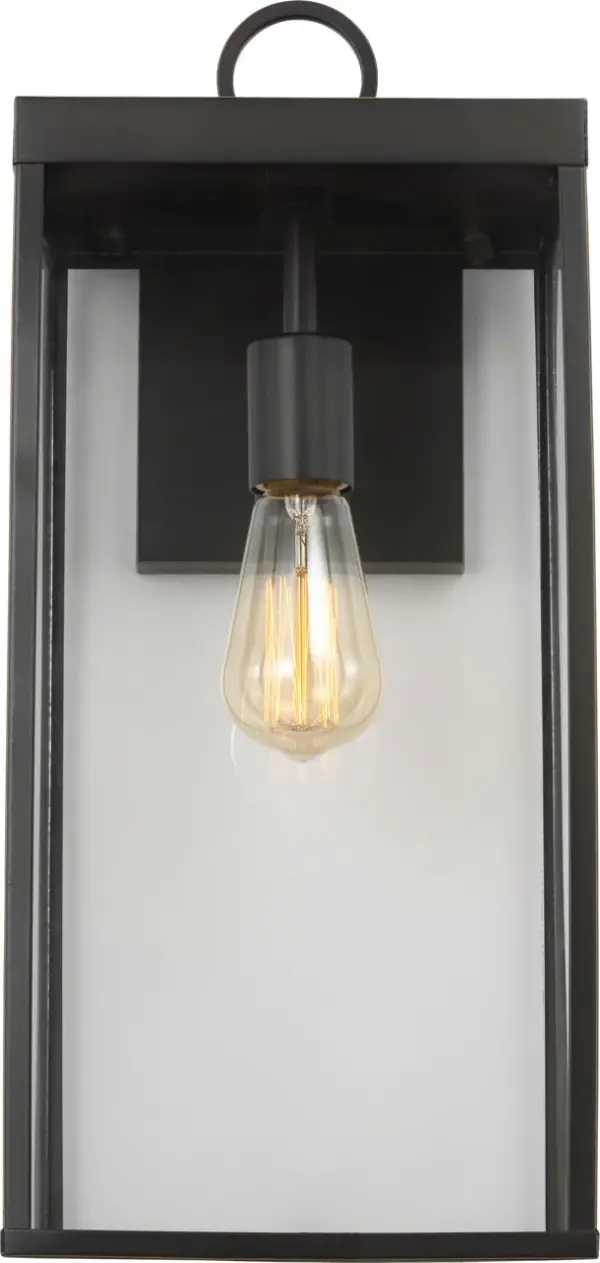 The Howell Large Wall Lantern combines timeless rectangular framing with soft white glass panels for a welcoming glow. Wet-rated for durability, it's ideal for covered patios and grand entryways in homes balancing classic and modern aesthetics. - alternate view