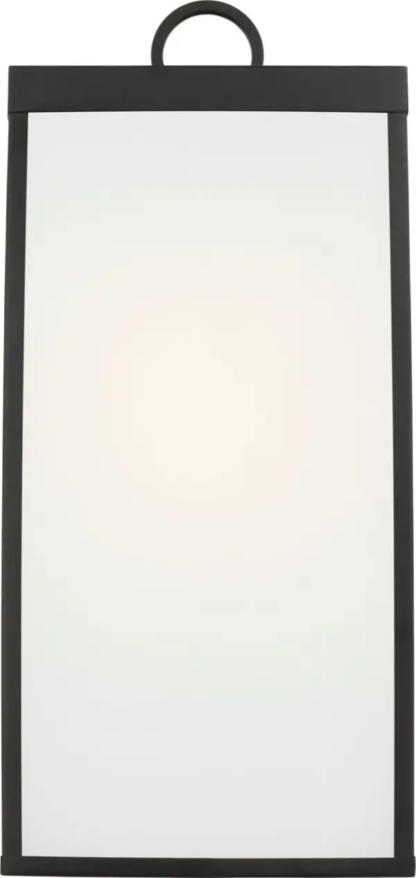 The Howell Large Wall Lantern combines timeless elegance with modern durability. Its textured black rectangular frame and soft white glass panels create a welcoming ambiance while withstanding outdoor elements.