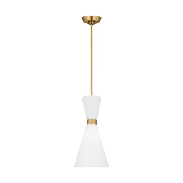 The Belcarra pendant brings mid-century charm with its flared ribbed glass shade and etched white glass diffuser. At 8" wide, it's perfectly sized for multiples over islands or solo in compact spaces. Damp-rated versatility and adjustable height make it practical.