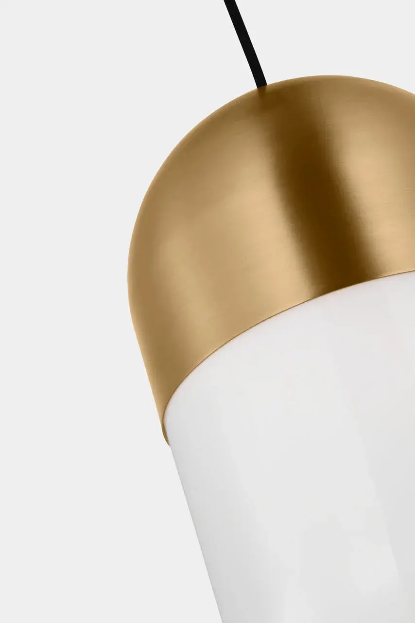 Foster Medium Pendant in Satin Brass - Image 4