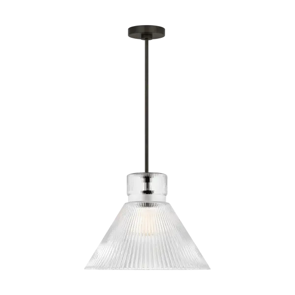 The Liouet Large Pendant delivers striking visual impact with its contemporary silhouette and rich Midnight Black finish. Sized generously for substantial spaces, this fixture creates a focal point over dining tables and kitchen islands.