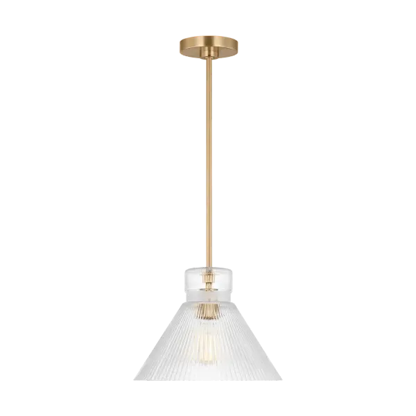 The Liouet Medium Pendant combines timeless brass finish with contemporary design, making it a versatile choice for modern and transitional interiors. Its medium scale works beautifully over kitchen islands and dining tables.
