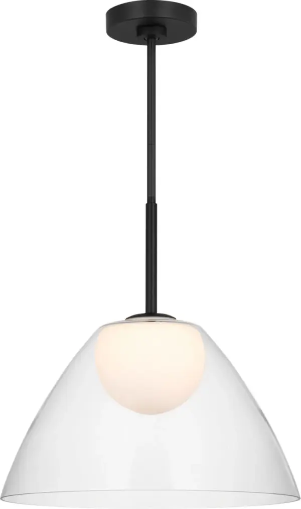 The Suma Medium Pendant delivers modern sophistication with its clean lines and striking Midnight Black finish. At an accessible price point, this versatile fixture works beautifully in both residential and commercial settings. - alternate view