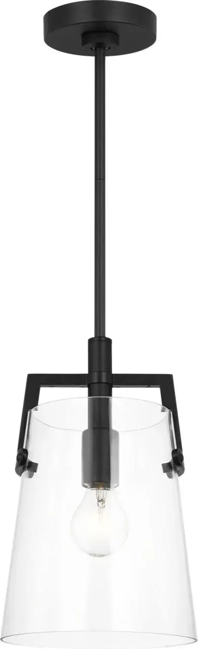 The Crofton Small Pendant delivers modern sophistication in a compact form. Its Midnight Black finish adds dramatic contrast while the small scale makes it perfect for multiples or tight spaces. - alternate view