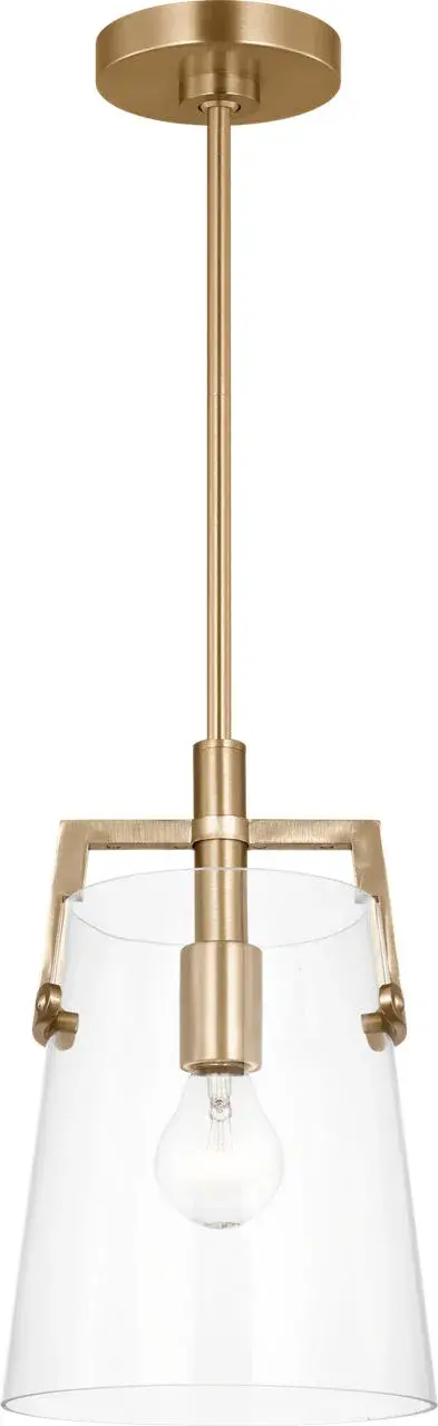 Crofton Small Pendant in Satin Brass - Image 3