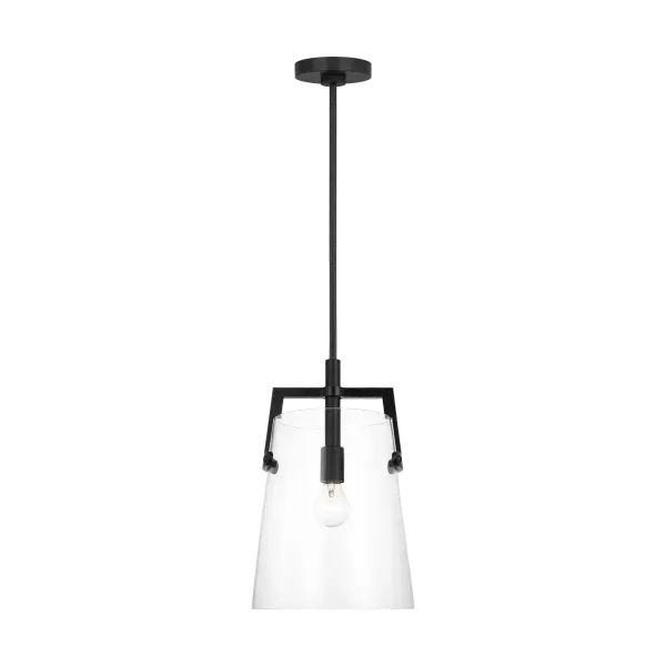 The Crofton Medium Pendant combines transitional design with a striking midnight black finish, making it a versatile choice for modern and traditional spaces alike. Its medium scale works beautifully over kitchen islands, dining tables, or in entryways.