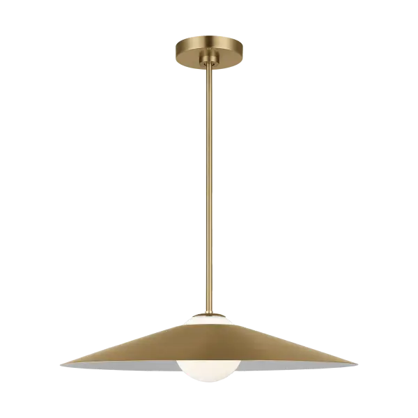The Astra Medium Pendant combines timeless brass finish with clean contemporary lines, making it a versatile choice for modern and transitional spaces. Its medium scale works beautifully over kitchen islands and dining tables.