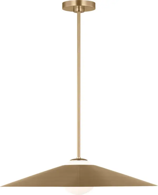 The Astra Medium Pendant combines timeless brass finish with clean contemporary lines, making it a versatile choice for modern and transitional spaces. Its medium scale works beautifully over kitchen islands and dining tables. - alternate view