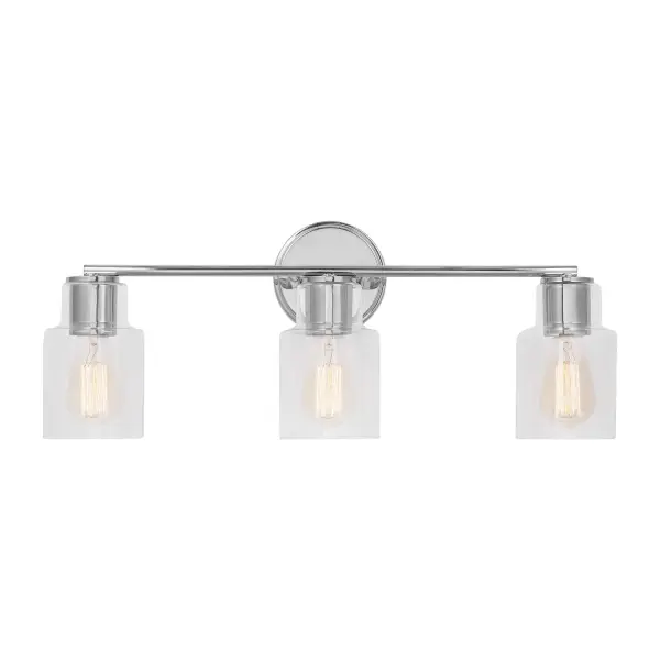 The Sayward delivers clean, functional lighting with a timeless design that coordinates effortlessly across bath hardware styles. Its clear glass shades showcase filament bulbs beautifully while the chrome finish adds polish.