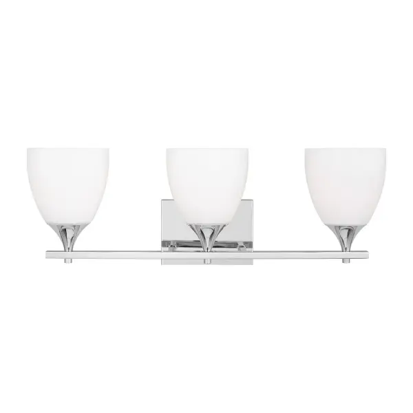 The Toffino brings fresh sophistication to bathroom lighting with its milk glass shades and clean chrome finish. Reversible mounting and damp location rating make it adaptable for various spaces beyond the bath.