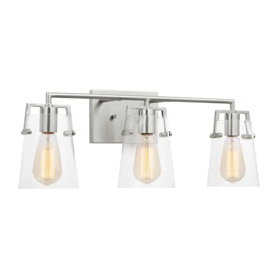 Crofton Three Light Bath Sconce in Brushed Steel
