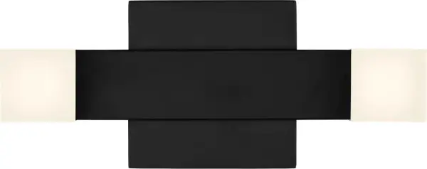 The Brander 2-Light Vanity combines clean geometric lines with frosted acrylic shades for soft, ambient lighting. Its damp-rated construction and refined Midnight Black finish make it ideal for modern bathrooms seeking functional elegance.