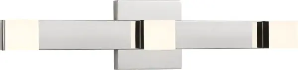 The Brander Large Vanity combines clean geometric lines with frosted acrylic shades for a contemporary look. Its damp-rated construction and soft lighting make it ideal for modern bathrooms seeking both style and function. - alternate view