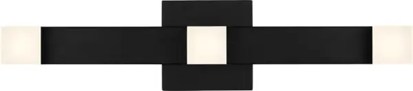 The Brander Large Vanity combines clean geometric lines with frosted acrylic shades for a contemporary look. Its damp-rated construction and soft lighting make it ideal for modern bathrooms seeking both style and function.