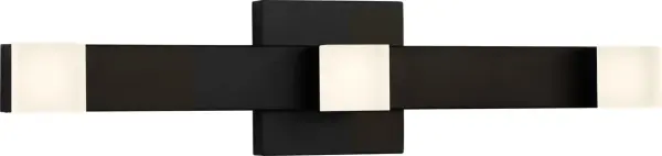 The Brander Large Vanity combines clean geometric lines with frosted acrylic shades for a contemporary look. Its damp-rated construction and soft lighting make it ideal for modern bathrooms seeking both style and function. - alternate view