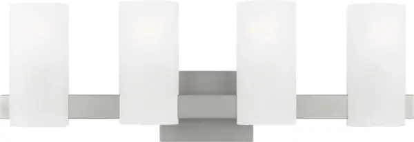 The Rhode Extra Large Vanity combines five frosted etched glass shades with a geometric metal backplate for a refined, contemporary look. Damp-rated for durability and offering soft ambient lighting, it's perfect for large bathrooms.