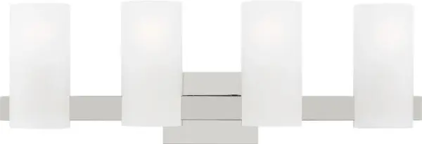 The Rhode Extra Large Vanity combines five frosted etched glass shades with a geometric metal backplate for a refined, contemporary look. Damp-rated and available in multiple finishes, it delivers functional illumination with sophisticated style.