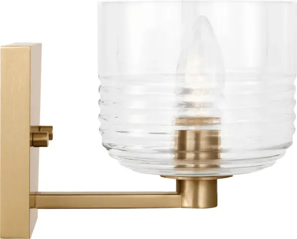 The Lochdale Small Sconce delivers refined lighting in a compact profile. Its satin brass finish adds warmth and sophistication to intimate spaces, making it ideal for powder rooms, hallways, and bedside applications. - alternate view