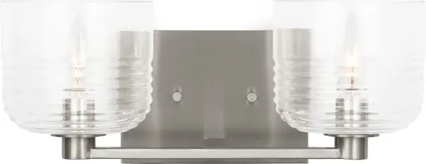 The Lochdale Medium Vanity Sconce combines transitional styling with modern functionality. Its brushed nickel finish and glass shades provide excellent task lighting for bathrooms while complementing a wide range of décor styles. - alternate view