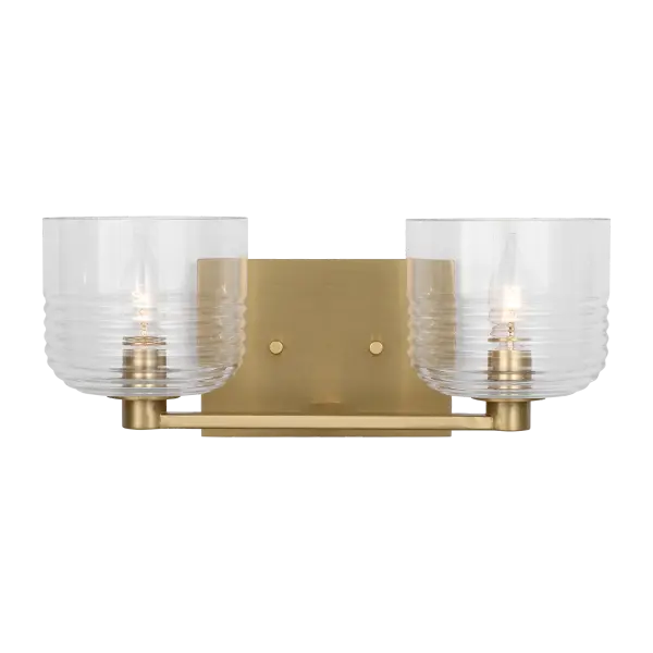 The Lochdale Medium Vanity Sconce combines classic brass warmth with clean contemporary lines. Its satin brass finish and glass shade provide excellent task lighting while adding sophisticated style to any bathroom or powder room.