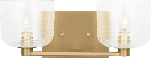 The Lochdale Medium Vanity Sconce combines classic brass warmth with clean contemporary lines. Its satin brass finish and glass shade provide excellent task lighting while adding sophisticated style to any bathroom or powder room. - alternate view