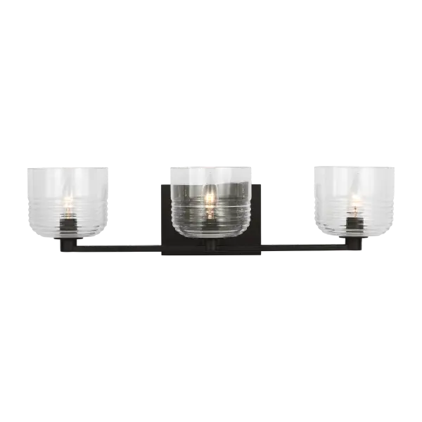 The Lochdale Large Vanity Sconce delivers commanding presence with its generous proportions and dramatic Midnight Black finish, perfect for making a statement in master bathrooms and powder rooms.