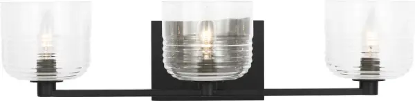 The Lochdale Large Vanity Sconce delivers commanding presence with its generous proportions and dramatic Midnight Black finish, perfect for making a statement in master bathrooms and powder rooms. - alternate view
