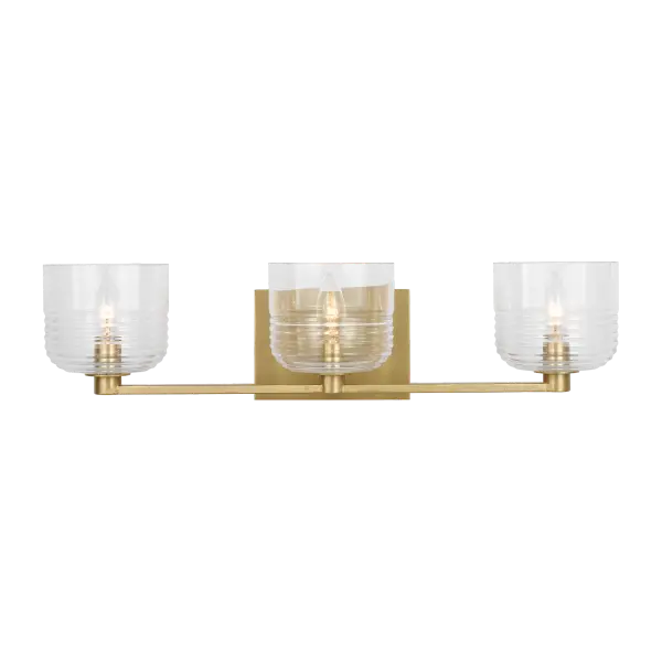 The Lochdale Large Vanity Sconce combines classic design with contemporary finishes. Its satin brass construction and generous size make it ideal for master bathrooms and powder rooms seeking sophisticated illumination.