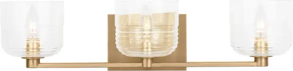 The Lochdale Large Vanity Sconce combines classic design with contemporary finishes. Its satin brass construction and generous size make it ideal for master bathrooms and powder rooms seeking sophisticated illumination. - alternate view