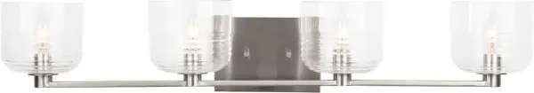 The Lochdale XL vanity sconce combines generous proportions with refined transitional styling. Its brushed nickel finish and clean lines make it ideal for modern bathrooms requiring substantial task lighting. - alternate view