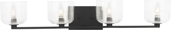 The Lochdale XL vanity sconce makes a striking statement with its extra large scale and sophisticated midnight black finish. Perfect for modern bathrooms needing substantial task lighting and visual impact. - alternate view