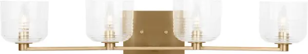 The Lochdale XL vanity sconce combines generous proportions with refined satin brass detailing, making it ideal for larger bathrooms and dressing areas. Its transitional design bridges traditional and contemporary aesthetics.