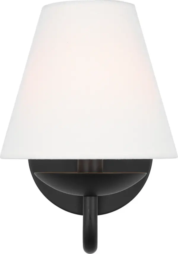 The Albion Small Sconce combines timeless design with modern sensibility. Its white linen empire shade delivers soft ambient lighting, while the decorative drip catcher adds vintage charm. Damp-rated for versatility.