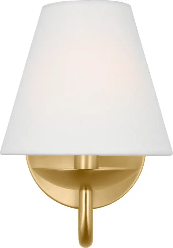 The Albion Small Sconce combines timeless design with modern sensibility. Its white linen empire shade delivers soft ambient lighting, while the decorative drip catcher adds vintage charm. Damp-rated for versatility.