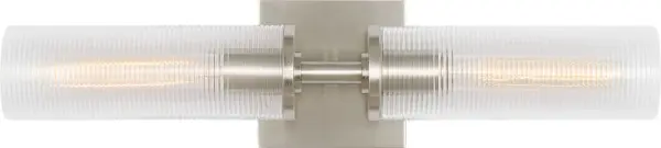 The Sarita Medium Sconce combines transitional design with a classic brushed nickel finish, making it an ideal choice for bathrooms, hallways, and bedrooms. Its medium size provides balanced illumination without overwhelming smaller spaces. - alternate view
