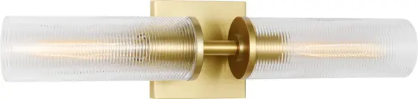 The Sarita Medium Sconce combines timeless brass finish with clean transitional design. Perfect for bathrooms, hallways, and bedrooms, this versatile fixture adds warmth and elegance without overwhelming smaller spaces. - alternate view